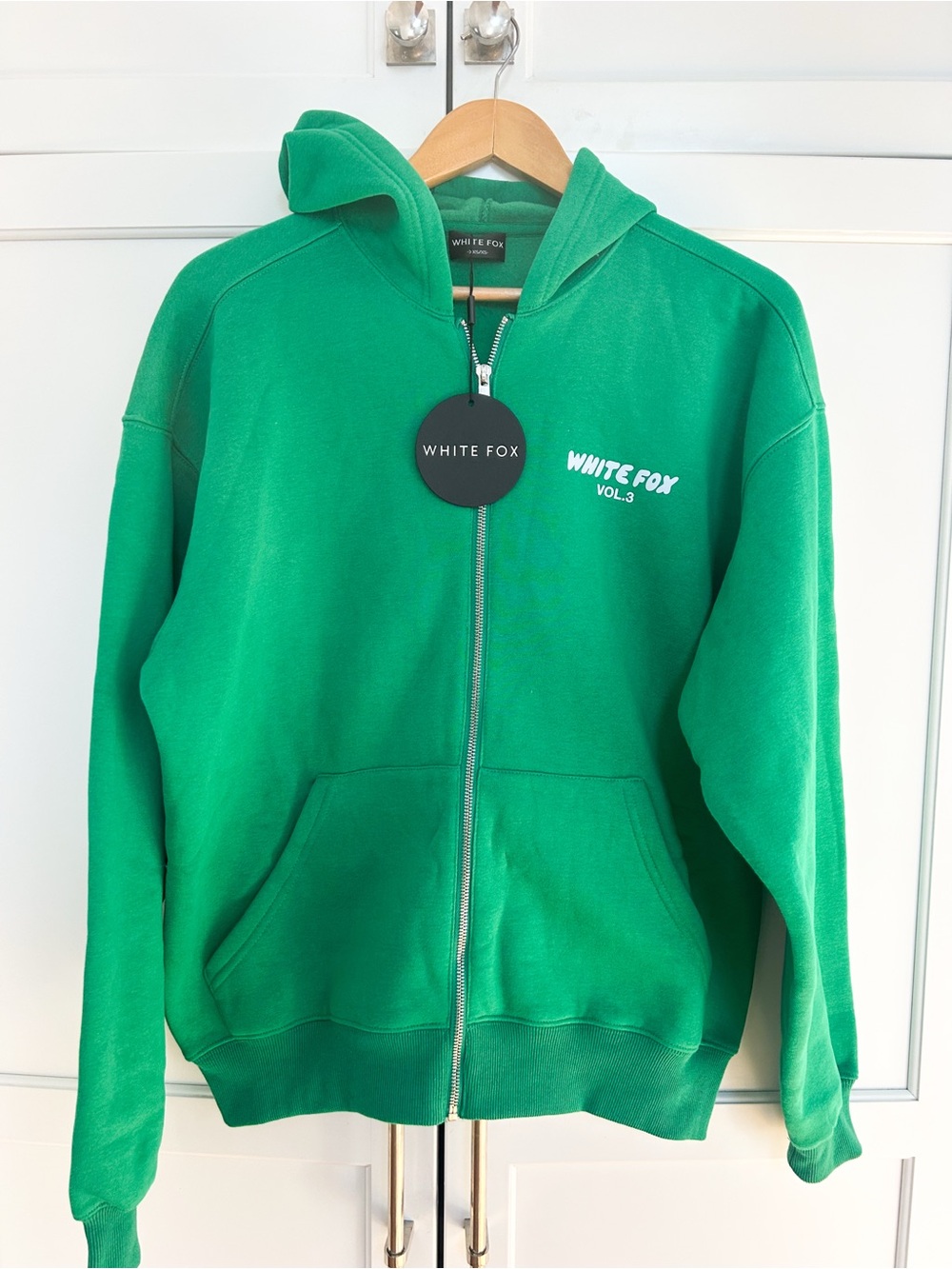 ** NWT White Fox Oversized Fleece Green Zip-Up Hoodie XXS/XS (Runs big!)